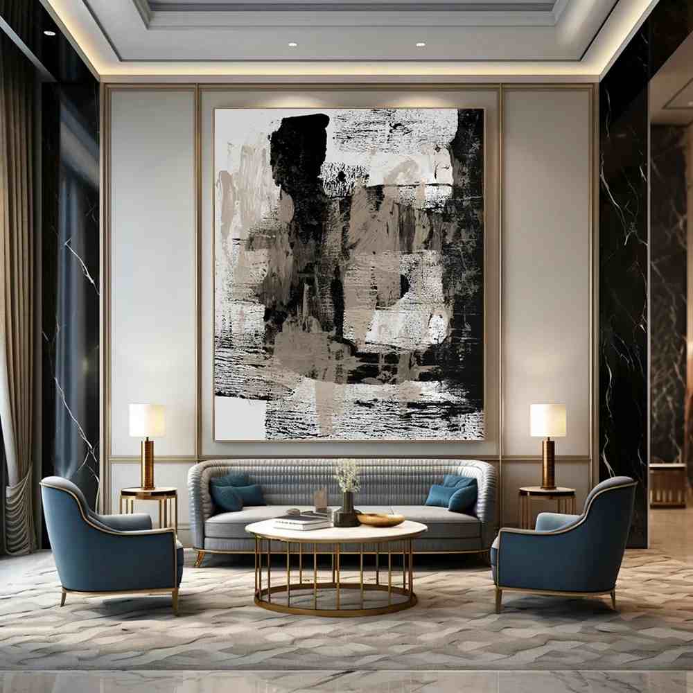 Painting Original Blue Scenic Soft Abstract Canvas Wall Art R2EF3